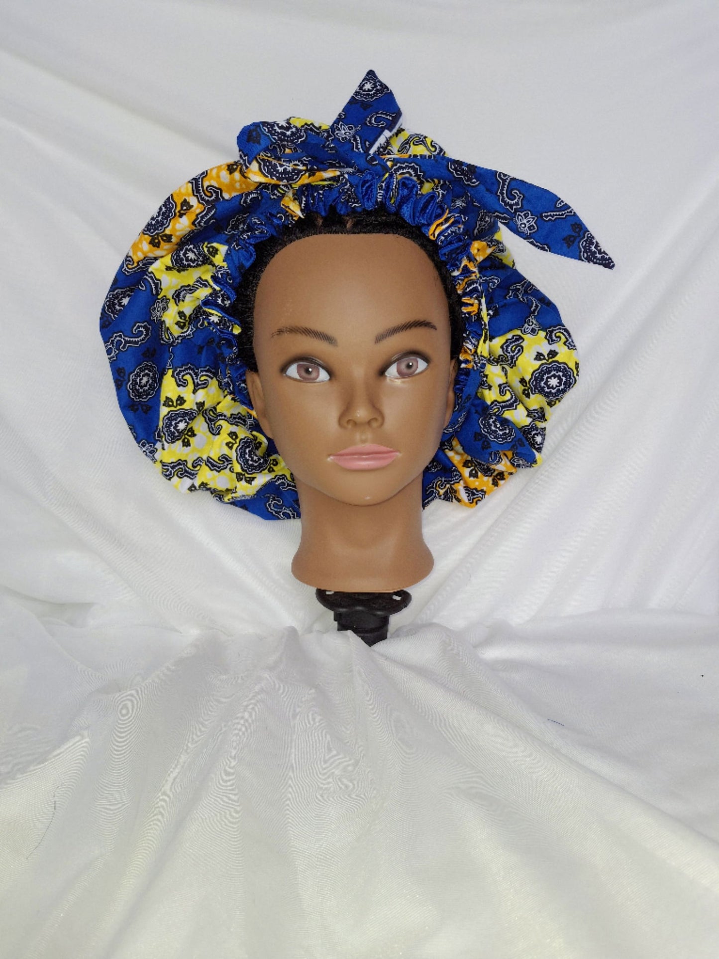 Bonnet de nuit réversible - Tissu Satin & Super Wax - Edith.KM