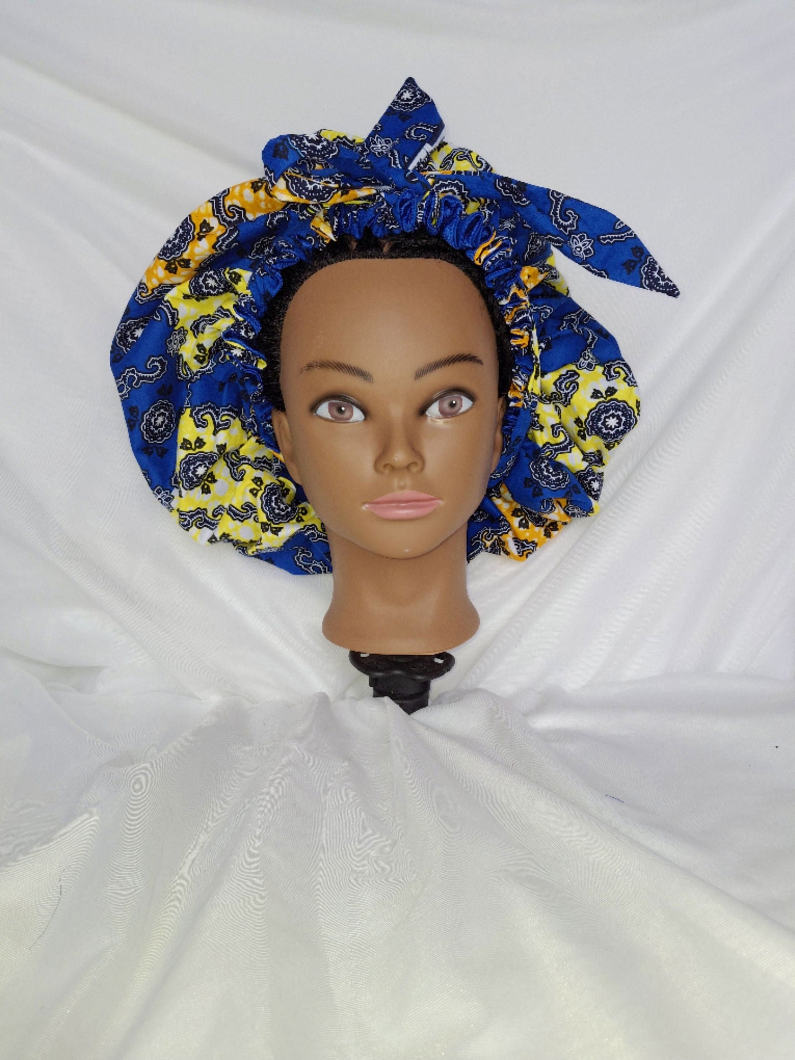 Bonnet de nuit réversible - Tissu Satin & Super Wax - Edith.KM