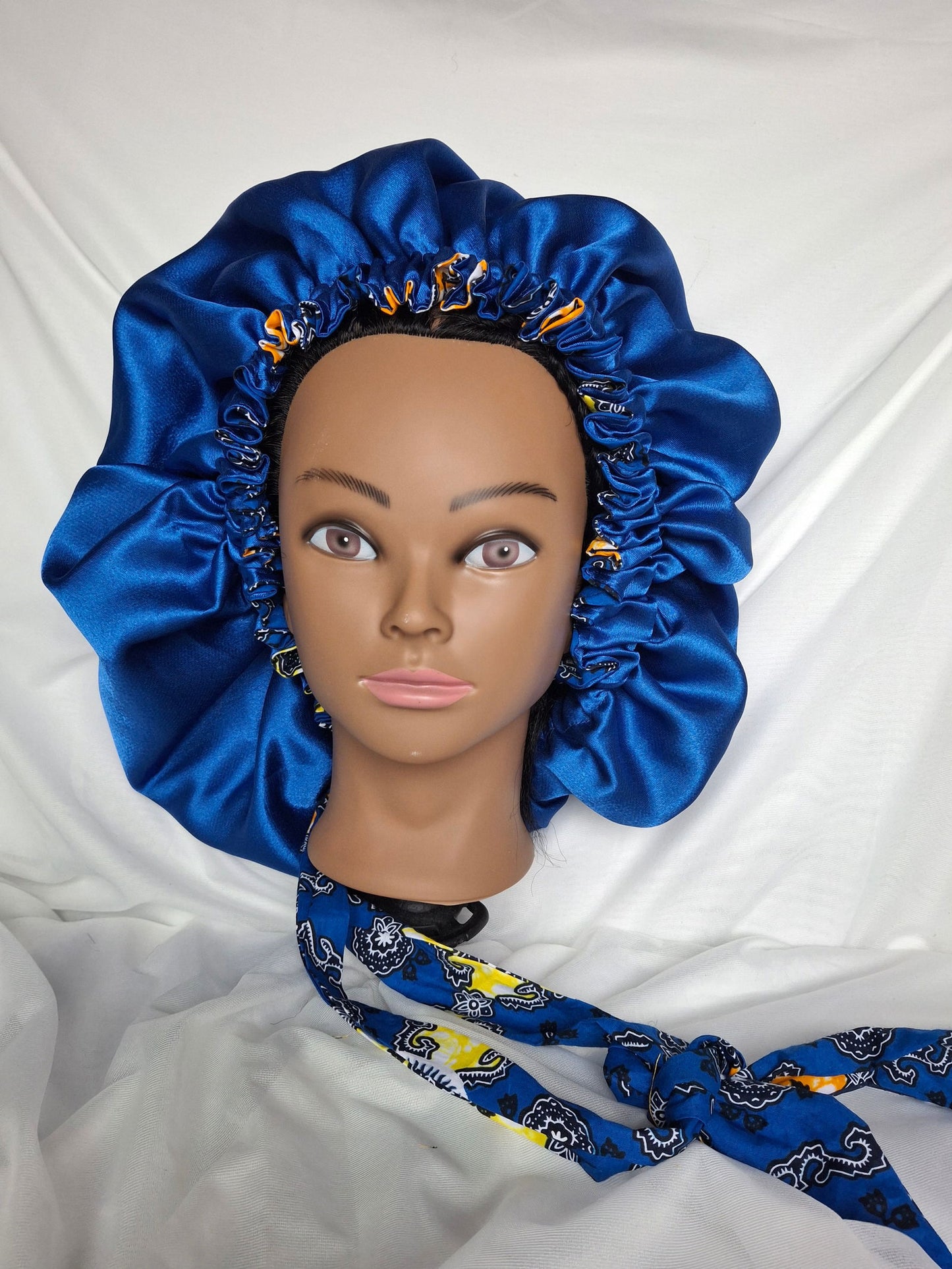 Bonnet de nuit réversible - Tissu Satin & Super Wax - Edith.KM